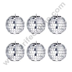 CAKE DECOR™ 3 cm Mirror Disco Balls Topper For Cake and Cupcake Decoration - ( 6 pcs Pack )