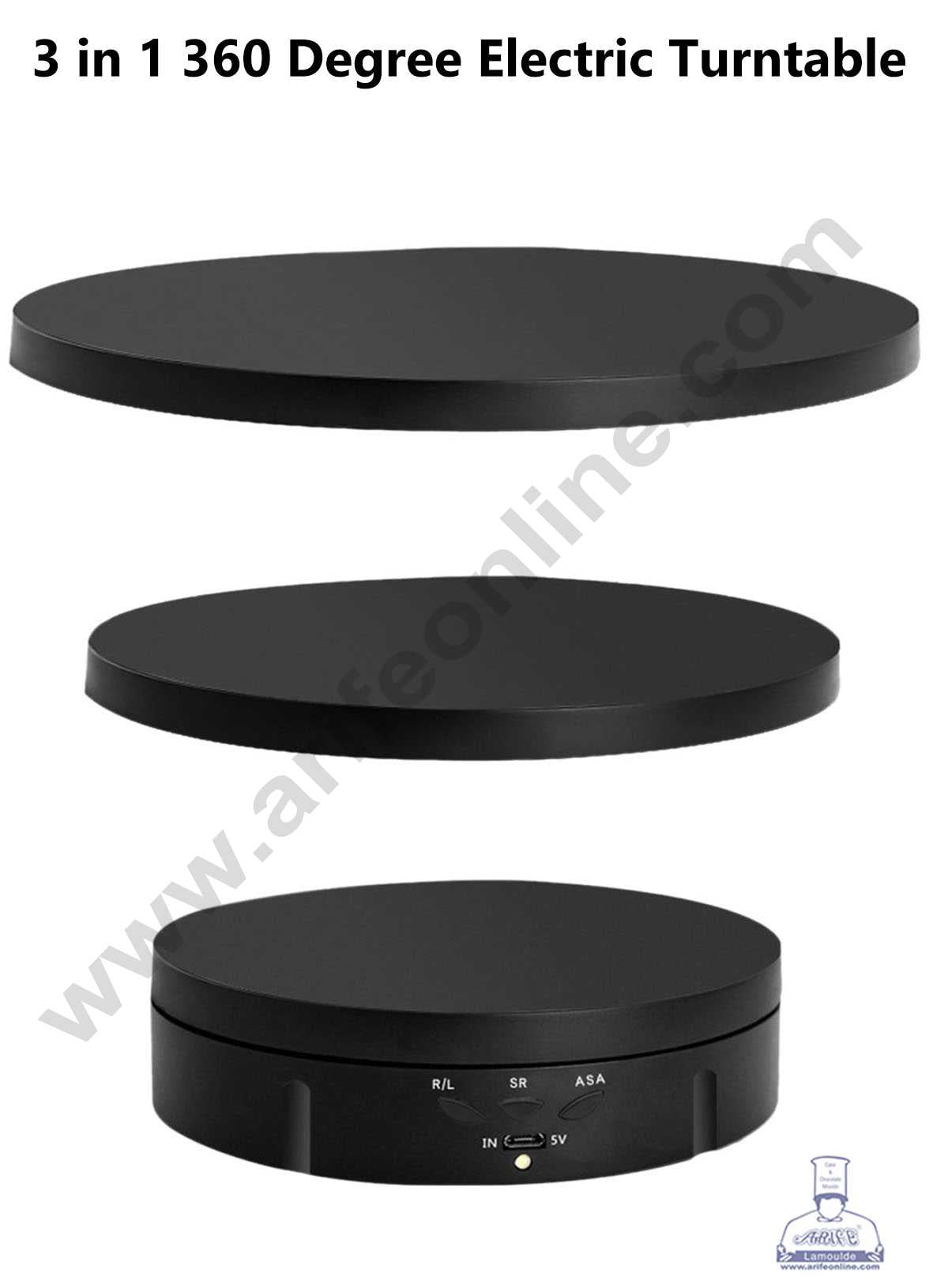 CAKE DECORβ’ 3 in 1 360 Degree Electric Turntable with Remote Control Rotating Cake Turntable