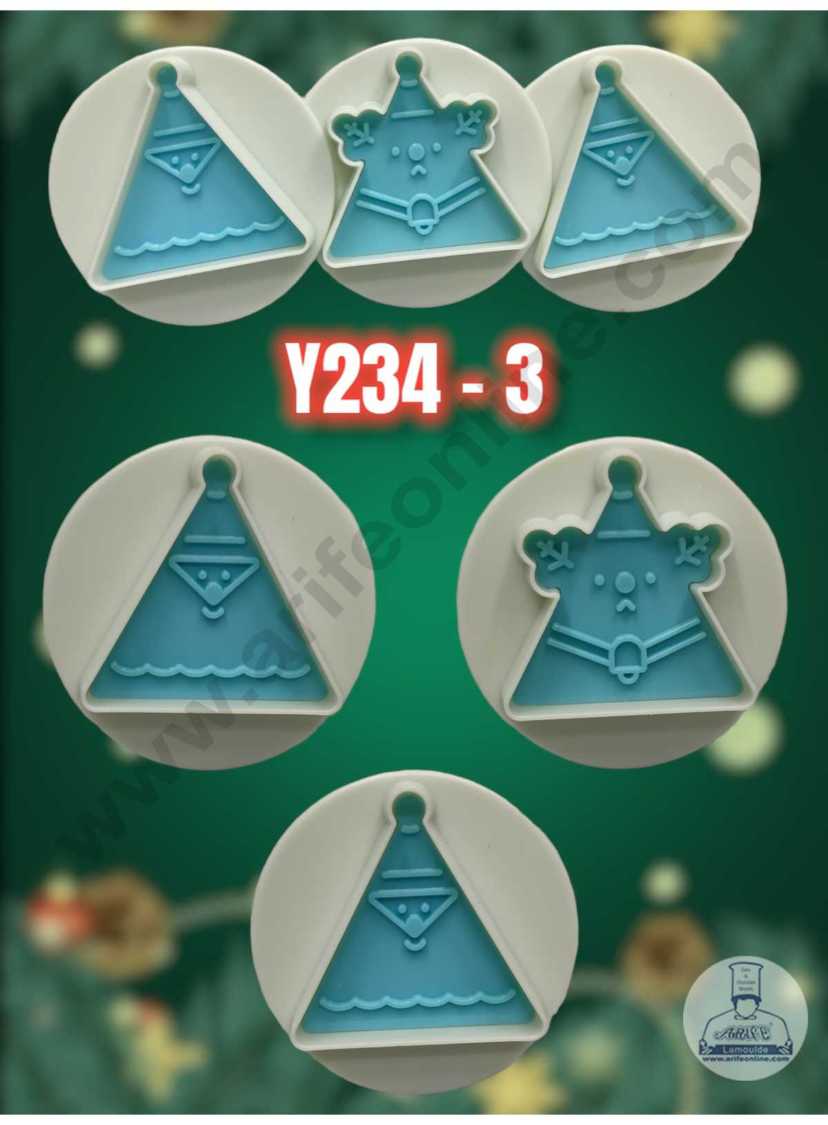 CAKE DECORβ’ 3 pcs Christmas Theme Plastic Plunger Cutters Biscuit Cutters ( SBY234-3 )