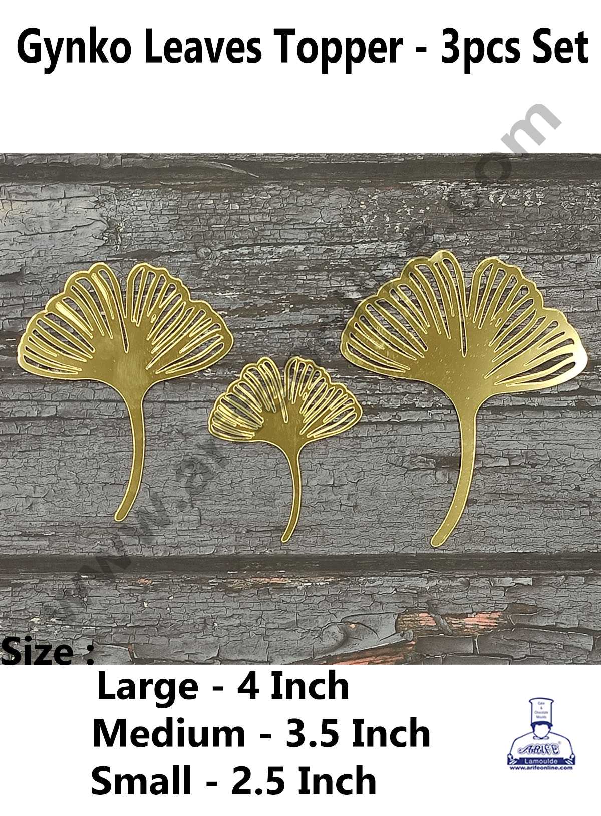CAKE DECOR™ 3 pcs Ginkgo Leaves Acrylic Finishing Cake Topper - Ginkgo Leaves