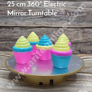 CAKE DECOR™ 360 Degree Electric Mirror Rotating Turntable - 25 cm
