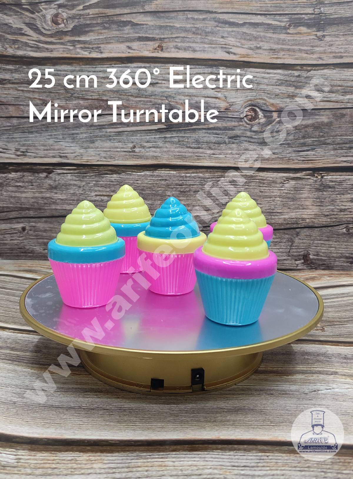 CAKE DECORβ’ 360 Degree Electric Mirror Rotating Turntable - 25 cm