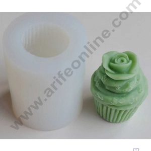 CAKE DECOR™ 3D Silicon 1 Cavity Rose Cupcake Shape Silicon Candle Moulds SBSP-DYF7019
