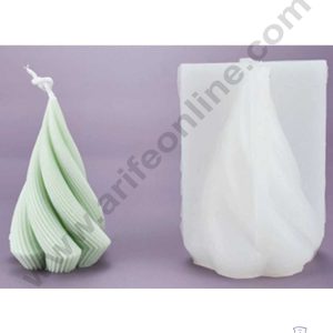 CAKE DECOR™ 3D Silicon 1 Cavity Spiral Cone Column Shape Silicon Candle Moulds SBSP-DYF6852