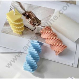 CAKE DECOR™ 3D Silicon 1 Cavity  Square Spiral Geometry Shape Silicon Candle Moulds SBSP-DYF6856