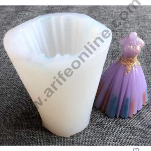 CAKE DECOR™ 3D Silicon 1 Cavity Wedding Dress Shape Shape Silicon Candle Moulds SBSP-DYF6162