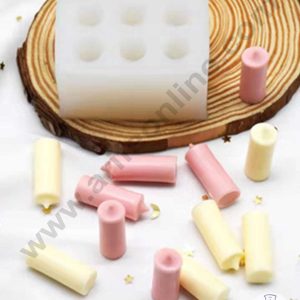 CAKE DECOR™ 3D Silicon 6 Cavity Mini Plain Candle Shape Silicon Candle Moulds SBSP-DYF6778