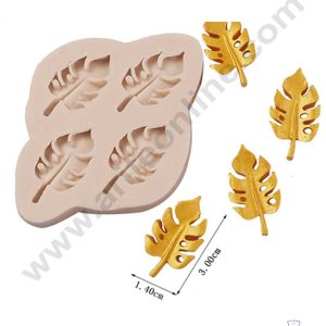 CAKE DECOR™ 4 Cavity Palm Leaves Shape Silicone Fondant Mold Silicon Marzipan Mould SBSP-DYF6906