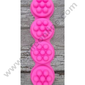CAKE DECOR™ 4 Cavity Round Massage Bar Shape Silicone Soaps Moulds Silicon Muffin Mold All Purpose Mould (SBSM-878)
