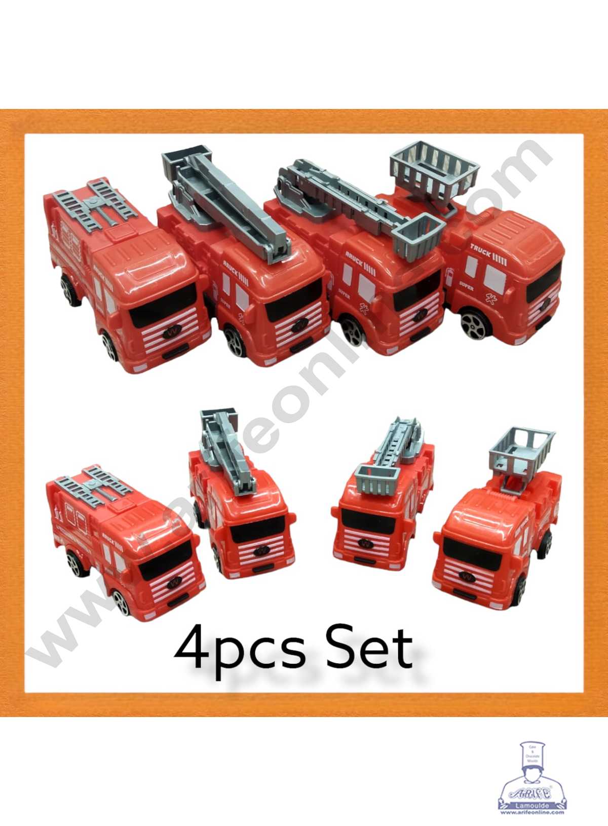 CAKE DECOR™ 4 Pieces Fire Truck Toys Cake Toppers (SB-T-CJ854)