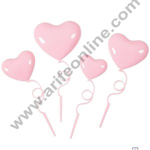 CAKE DECORβ’ 4 Pieces Plastic Heart Cake Toppers - Light Pink ( SBT-H-LPink )