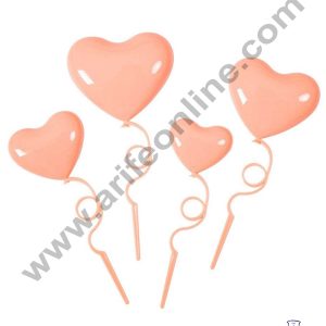 CAKE DECORβ’ 4 Pieces Plastic Heart Cake Toppers - Peach ( SBT-H-Peach )