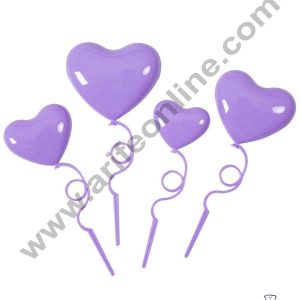 CAKE DECORβ’ 4 Pieces Plastic Heart Cake Toppers - Purple ( SBT-H-Purple )