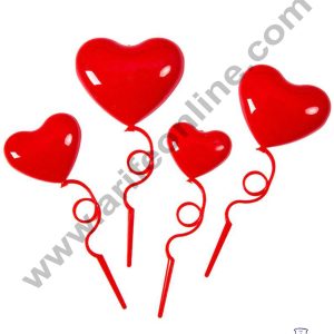 CAKE DECORβ’ 4 Pieces Plastic Heart Cake Toppers - Red ( SBT-H-Red )