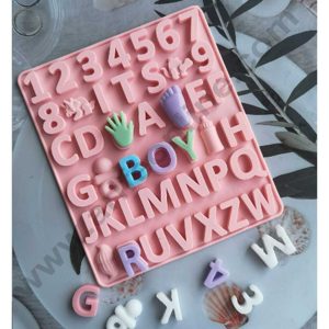 CAKE DECOR™ 42 Cavity It's A Boy Alphabet Number Shape Silicon Chocolate Mould | Baby Shower Theme (SBSM-873)