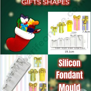 CAKE DECOR™ 5 Cavity Christmas Gifts Silicone Fondant Mold Silicon Marzipan Mould SBSP-DYF6913