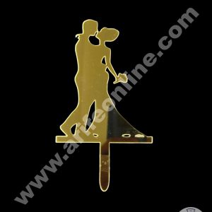 CAKE DECOR™ 5 Inch Golden Acrylic Cake Topper - Kissing Couple (SBMT-S-557)