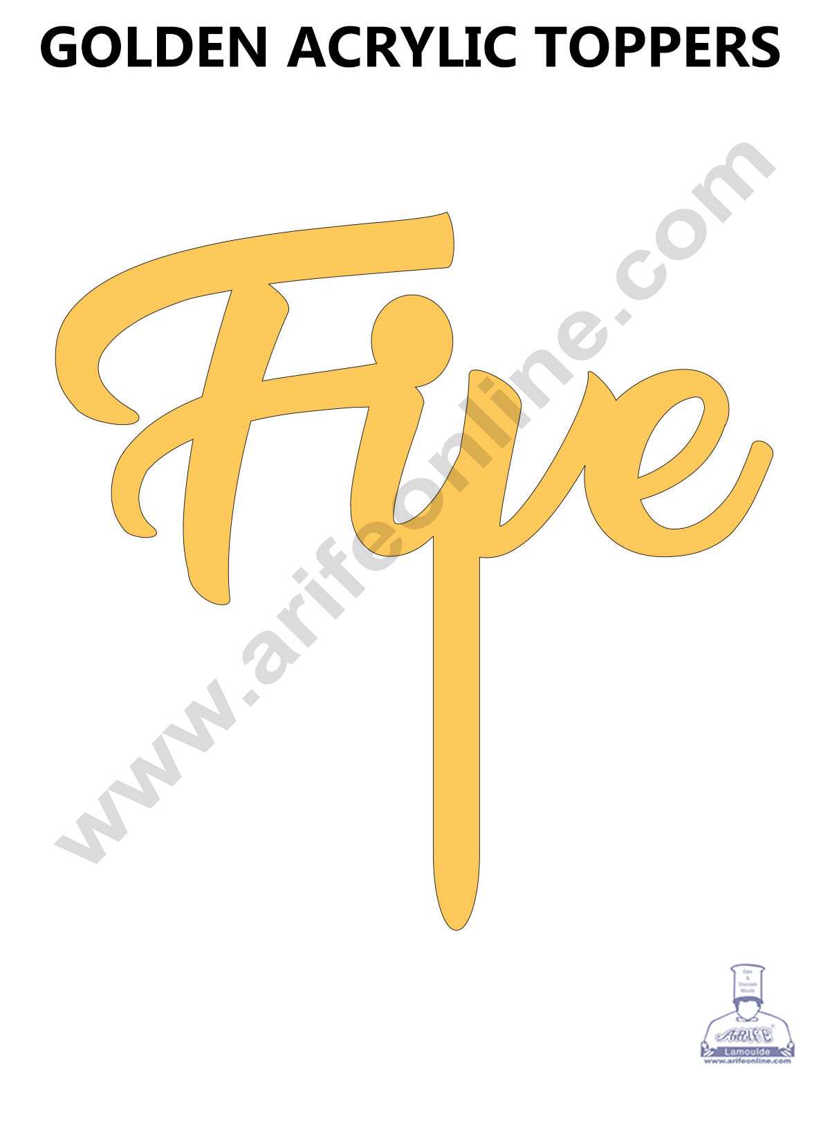 CAKE DECOR™ 5 Inch Golden Acrylic Number Toppers - FIVE
