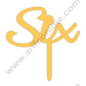 CAKE DECOR™ 5 Inch Golden Acrylic Number Toppers - SIX