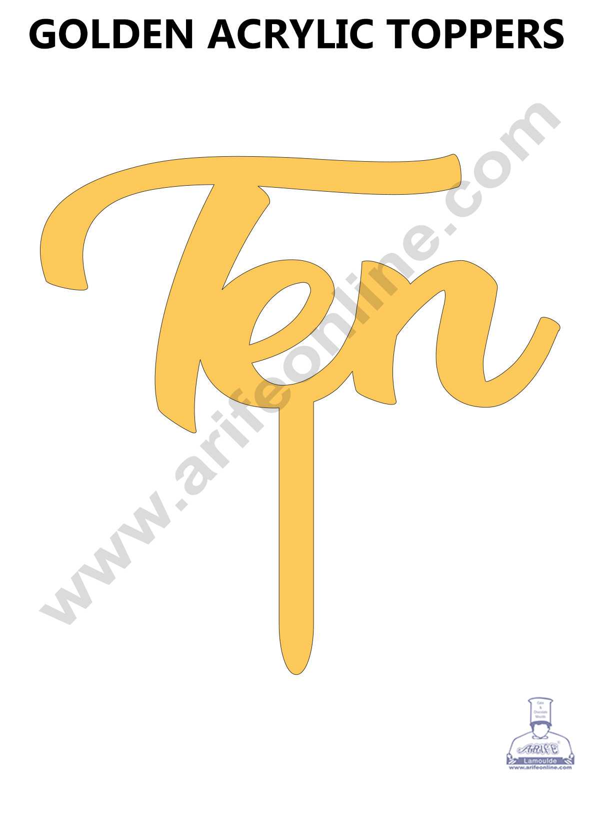 CAKE DECOR™ 5 Inch Golden Acrylic Number Toppers - TEN