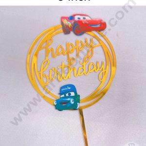 CAKE DECORβ’ 5 Inch Imported Printed Cake and Cupcake Topper - Happy Birthday Cars Theme (SBMT-IMP-009)
