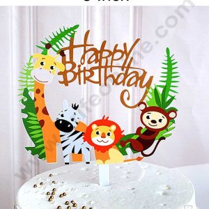 CAKE DECOR™ 5 Inch Imported Printed Cake and Cupcake Topper - Happy Birthday Jungle Theme (SBMT-IMP-010)