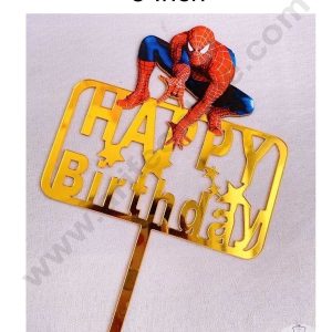 CAKE DECORβ’ 5 Inch Imported Printed Cake and Cupcake Topper - Happy Birthday Spiderman Theme (SBMT-IMP-003)