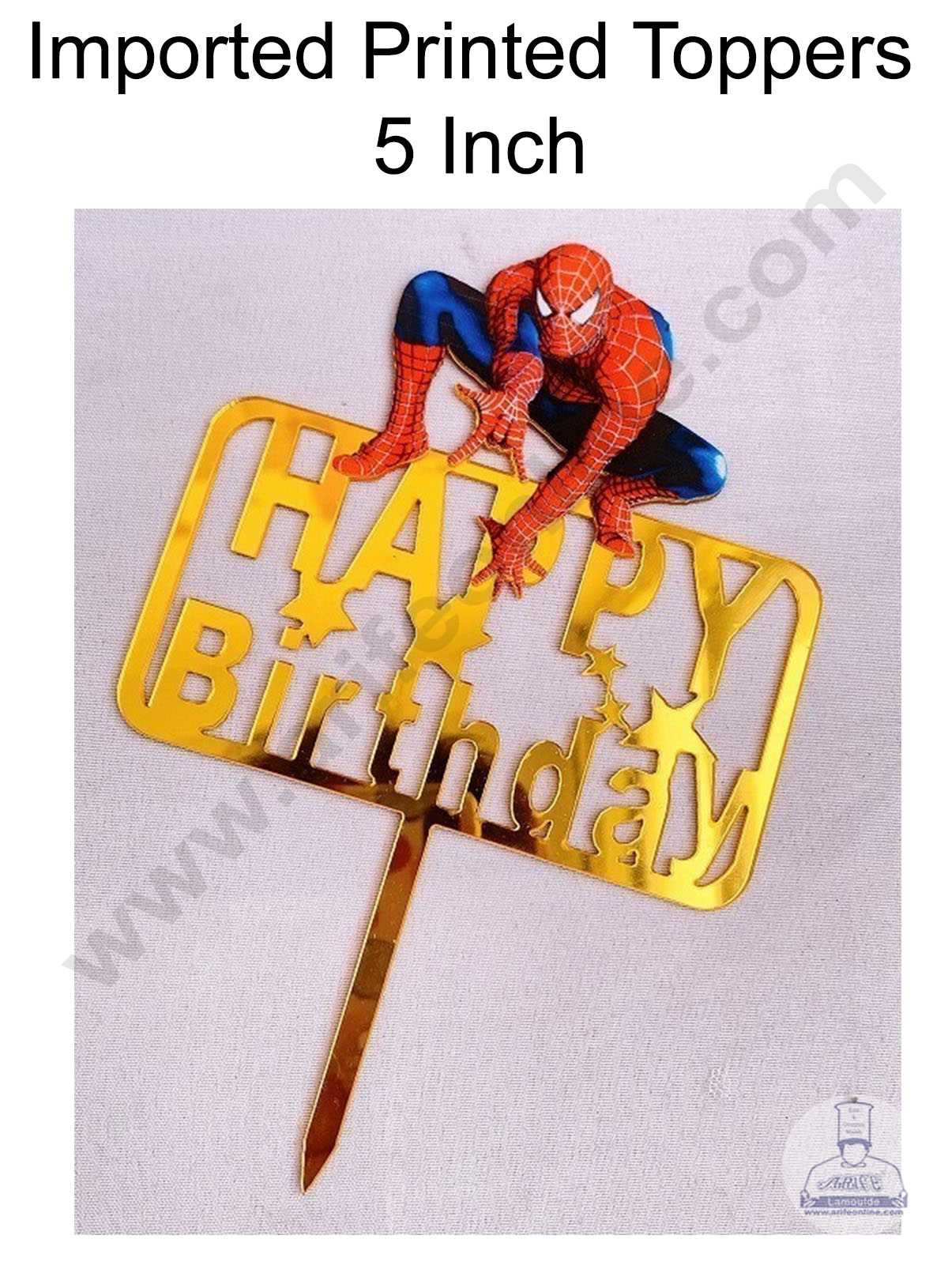 CAKE DECORβ’ 5 Inch Imported Printed Cake and Cupcake Topper - Happy Birthday Spiderman Theme (SBMT-IMP-003)