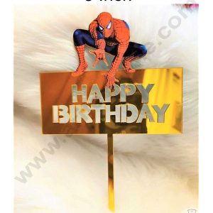 CAKE DECORβ’ 5 Inch Imported Printed Cake and Cupcake Topper - Happy Birthday Spiderman Theme (SBMT-IMP-005)