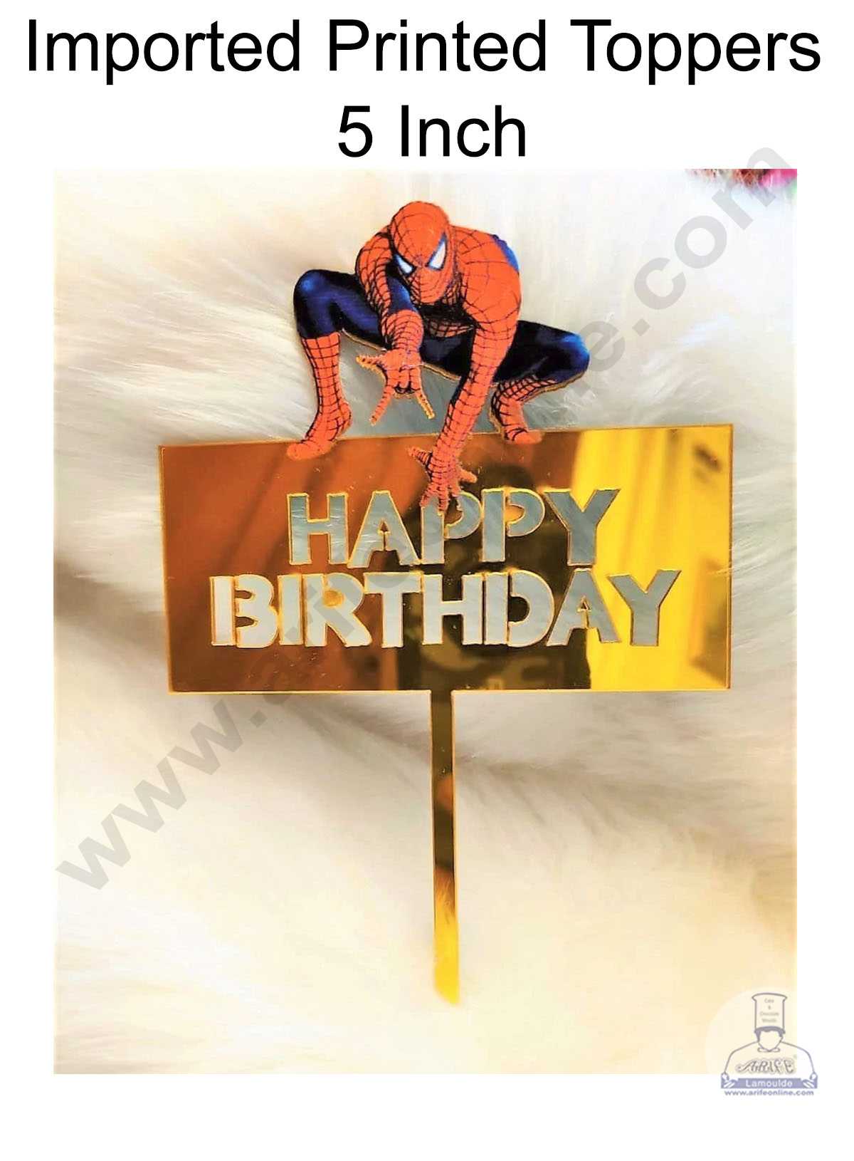 CAKE DECOR™ 5 Inch Imported Printed Cake and Cupcake Topper - Happy Birthday Spiderman Theme (SBMT-IMP-005)