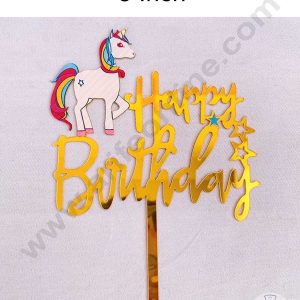 CAKE DECORβ’ 5 Inch Imported Printed Cake and Cupcake Topper - Happy Birthday Unicorn Theme (SBMT-IMP-001)