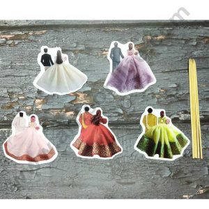 CAKE DECOR™ 5 pcs Couple Theme Paper Topper For Cake And Cupcake SBMT-PT-065