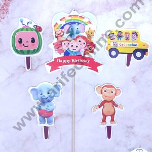 CAKE DECOR™ 5 pcs Happy Birthday Cocomelon Theme Paper Topper For Cake And Cupcake SBMT-PT-089