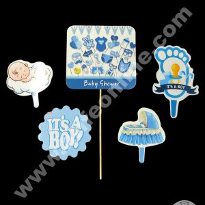 CAKE DECOR™ 5 pcs Its A Boy Theme Paper Topper For Cake And Cupcake (SBMT-PT-116)