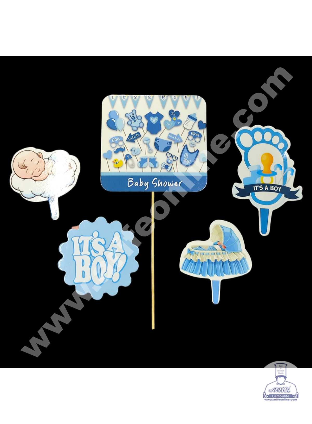 CAKE DECOR™ 5 pcs Its A Boy Theme Paper Topper For Cake And Cupcake (SBMT-PT-116)