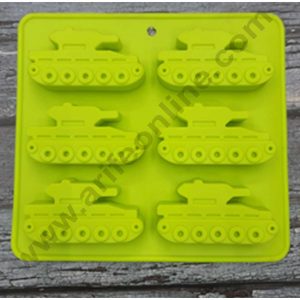 CAKE DECOR™ 6 Cavity Army Tank Shape Silicon Muffin Mould Silicon Cupcake Mould (SBSM-880)
