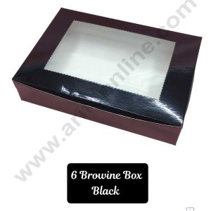 CAKE DECORβ’ 6 Cavity Black Colour Brownie Boxes with Clear Window, Brownie Carriers ( 10 Pcs Pack )