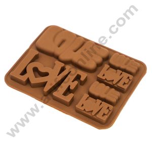 CAKE DECOR™ 6 Cavity Love Shape Silicon Chocolate Mould, Ice Mould, Chocolate Decorating Mould SBSM-886