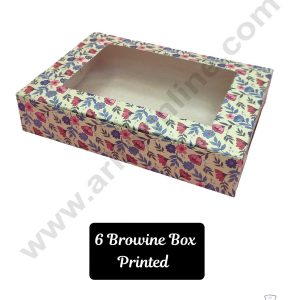 CAKE DECORβ’ 6 Cavity Printed Design Brownie Boxes with Clear Window, Brownie Carriers ( 10 Pcs Pack )