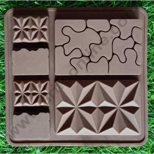 CAKE DECOR™ 6 Cavity Puzzle and Star Shape Silicon Chocolate Mould, Ice Mould, Chocolate Decorating Mould SBSM-887