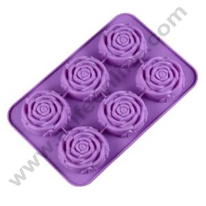 CAKE DECOR™ 6 Cavity Big Rose Shape Silicon Muffin Mould Silicon Cupcake Mould (SBSM-368)