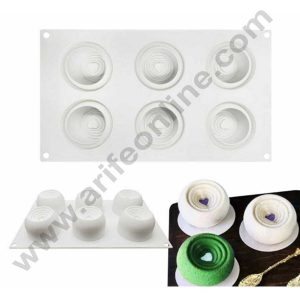 CAKE DECOR™ 6 Cavity Round Heart Shape Silicon Muffin Mould Silicon Cupcake Mould (SBSM-860)