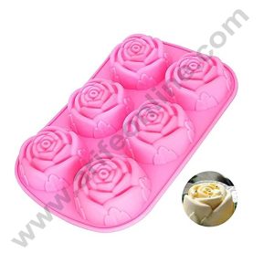 CAKE DECOR™ 6 Cavity Small Rose Shape Shape Silicon Muffin Mould Silicon Mould (SBSM-875)