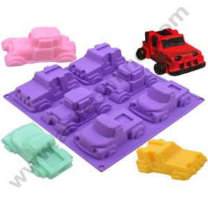 CAKE DECOR™ 6 Cavity Truck SUV Car Shape Silicon Muffin Mould Silicon Cupcake Mould (SBSM-803)