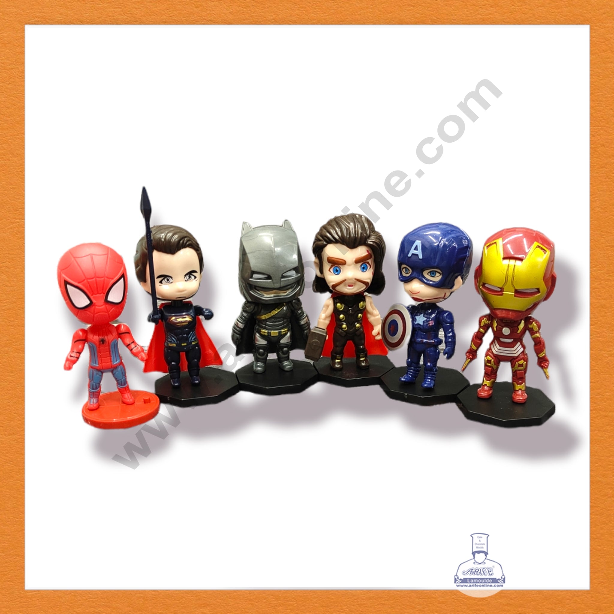 CAKE DECOR™ 6 Pieces Big Head Super Heroes Toys for Cake Toppers SBTO-033