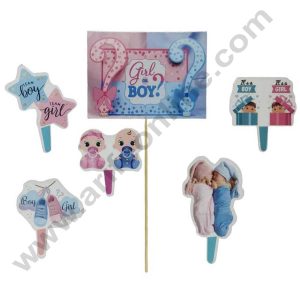 CAKE DECOR™ 6 pcs Boy or Girl Theme Paper Topper For Cake And Cupcake (SBMT-PT-106)