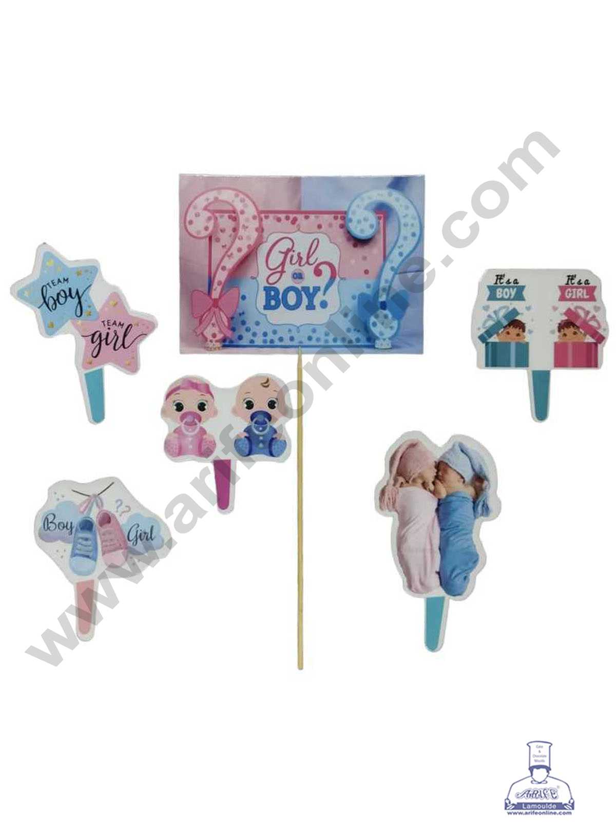 CAKE DECOR™ 6 pcs Boy or Girl Theme Paper Topper For Cake And Cupcake (SBMT-PT-106)