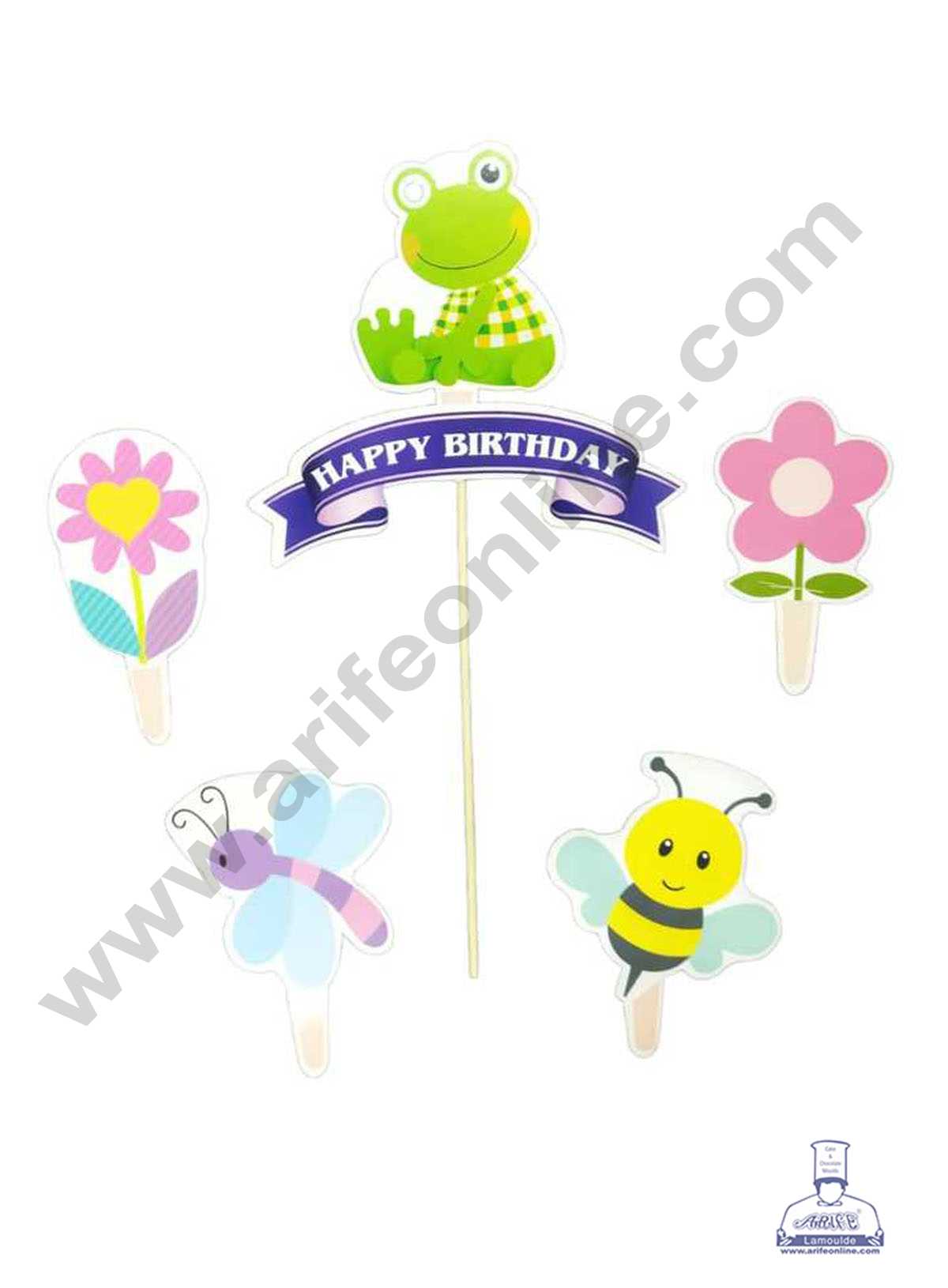 CAKE DECOR™ 6 pcs Happy Birthday Bugs Theme Paper Topper For Cake And Cupcake (SBMT-PT-101)