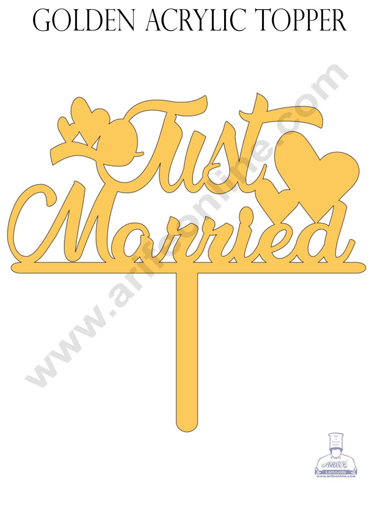 CAKE DECOR™ Golden Acrylic Cake Topper - Just Married ( SBMT-JM-002 )
