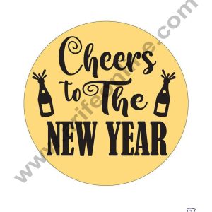 CAKE DECOR™ Acrylic Cheers To The New Year Coin Topper for Cake and Cupcakes ( SBMT-Coin-037 )